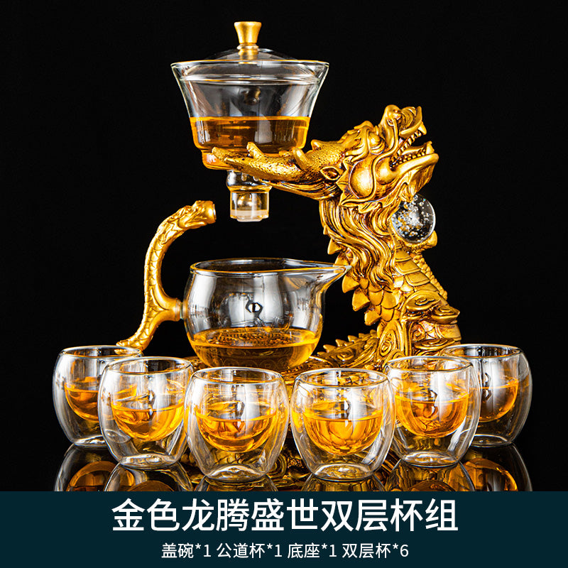 Handmade Chinese Dragon teapot ,automatic lazy Gongfu teaset