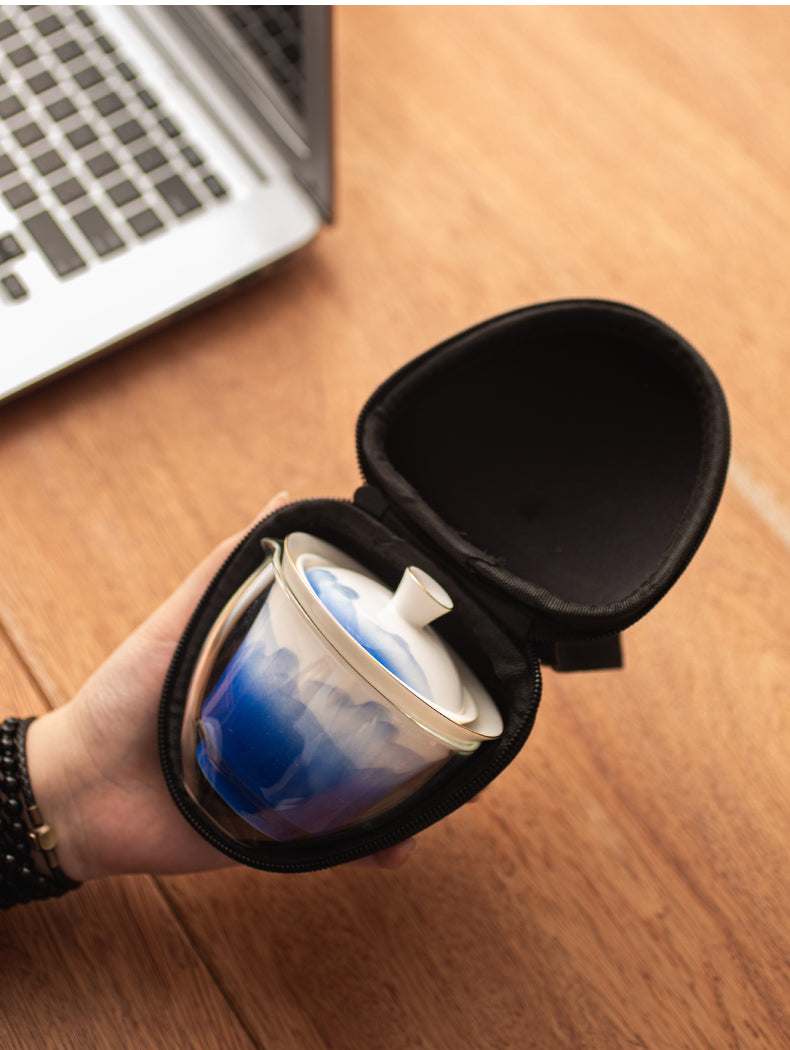 Portable porcleain Small Gongfu Teapot with Gaiwan