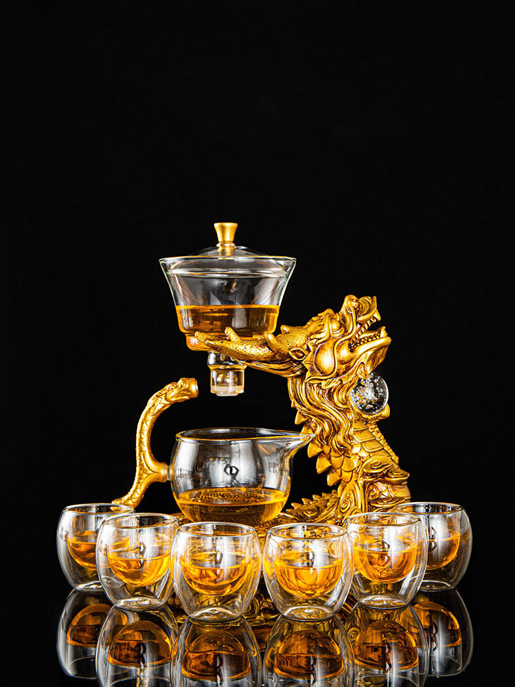 Handmade Chinese Dragon teapot ,automatic lazy Gongfu teaset