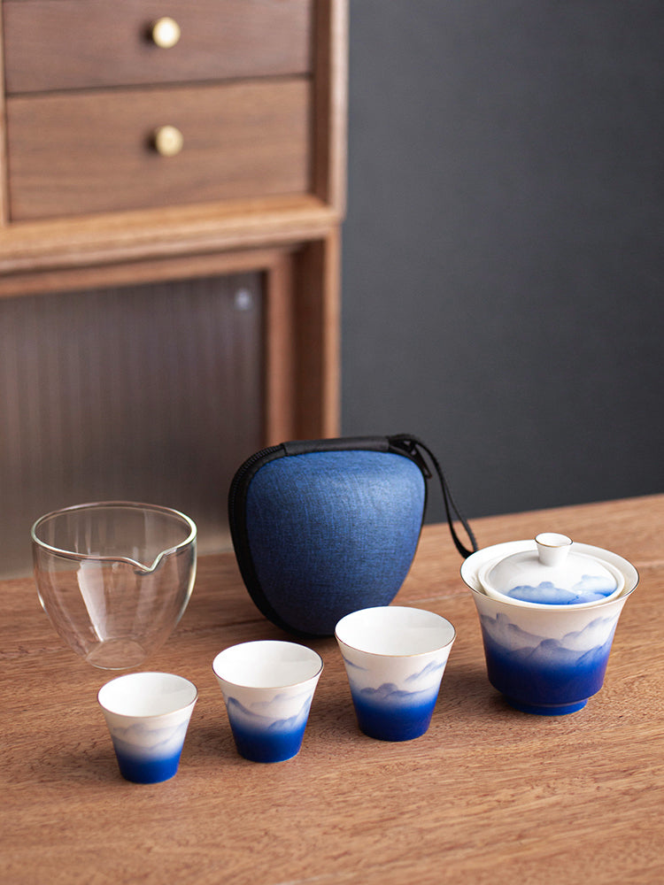 Portable porcleain Small Gongfu Teapot with Gaiwan