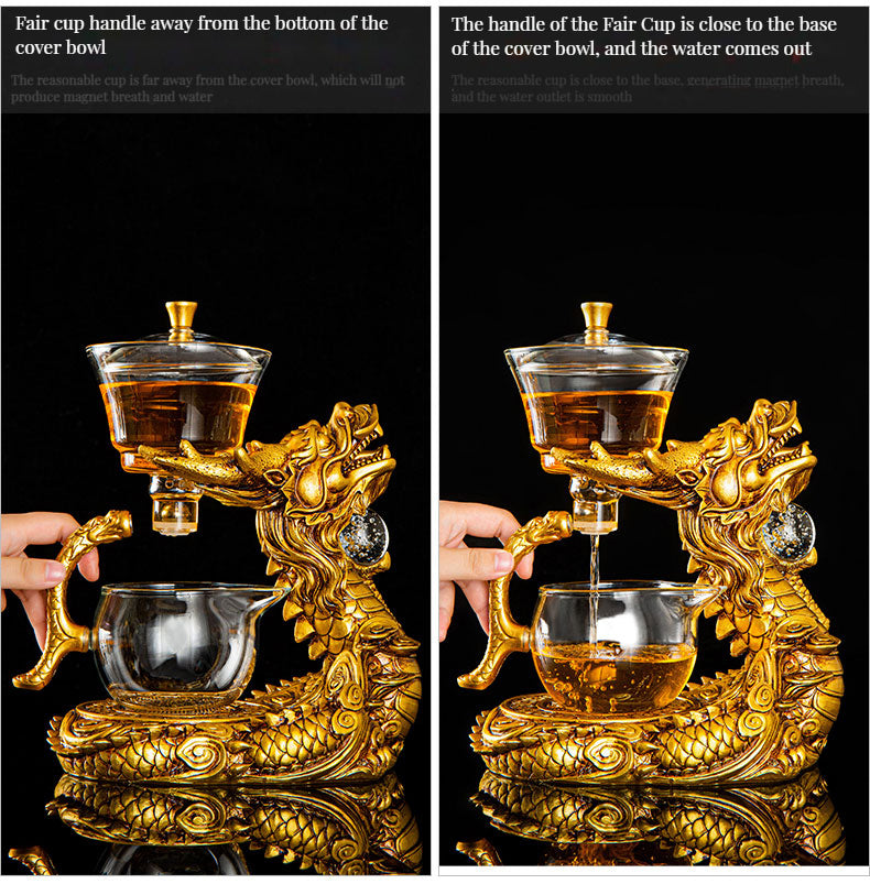 Handmade Chinese Dragon teapot ,automatic lazy Gongfu teaset