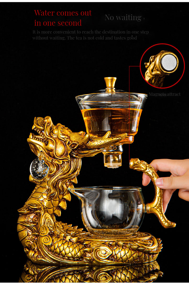 Handmade Chinese Dragon teapot ,automatic lazy Gongfu teaset