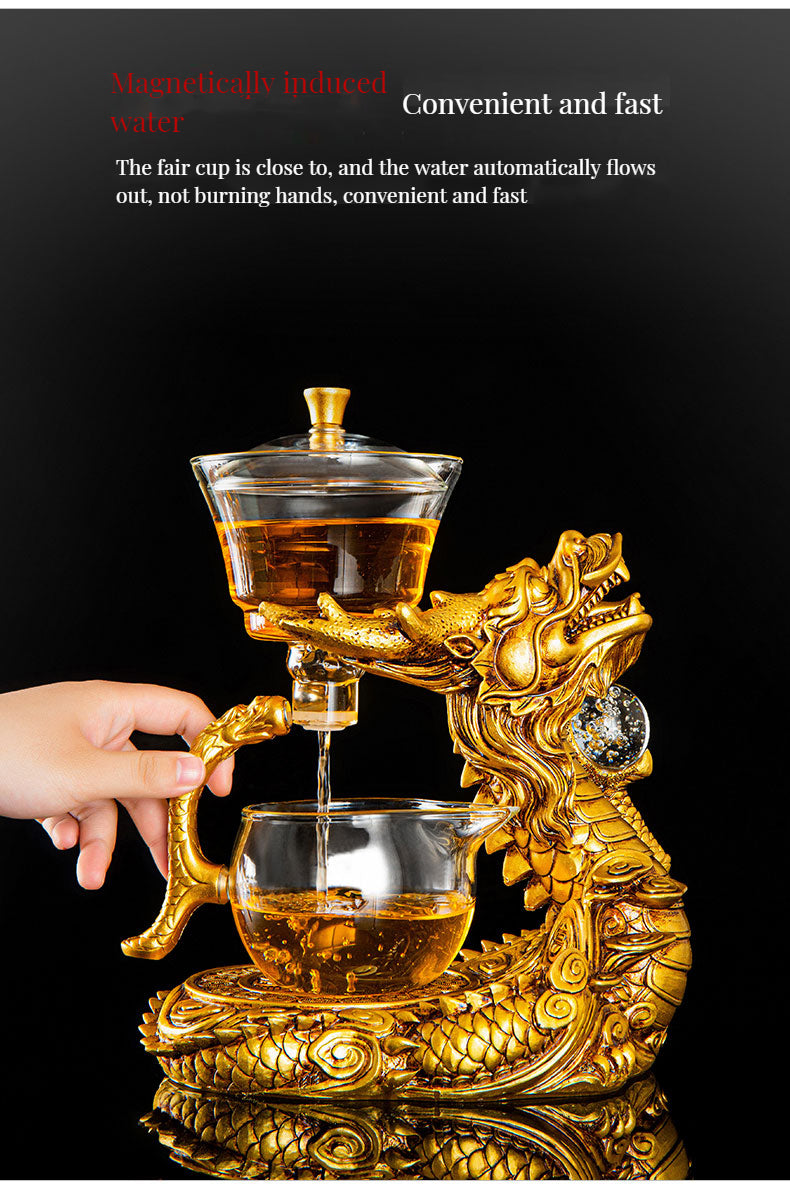 Handmade Chinese Dragon teapot ,automatic lazy Gongfu teaset